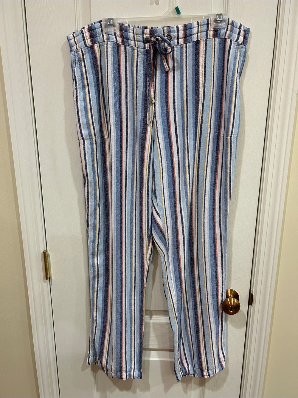 Per Se Linen Blend Breezy Summer Striped Pants